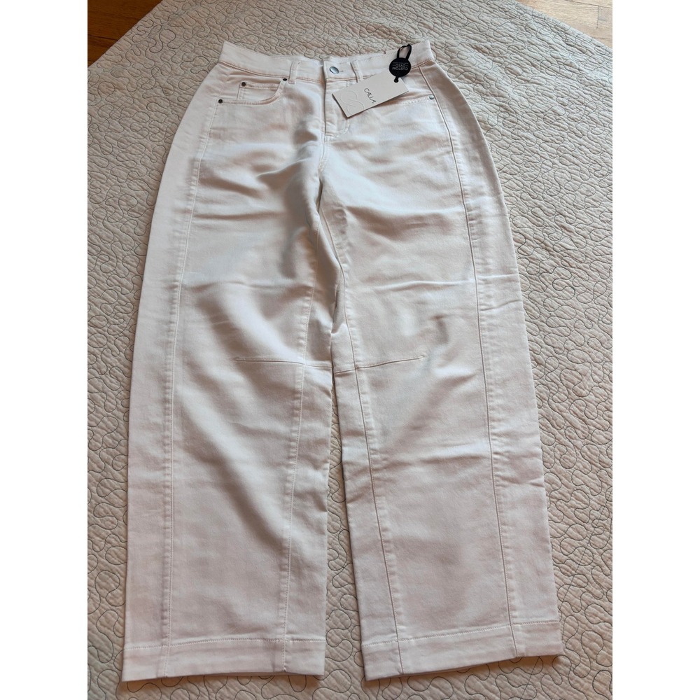 CALIA Effortless Flextwill 5 Pocket Barrel Pant Pure White High Rise Size 27
